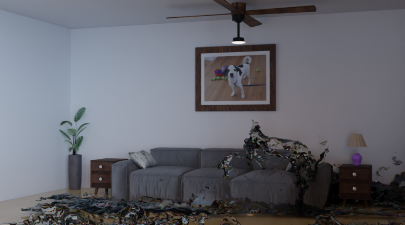 Living Room Floods with Water Animation